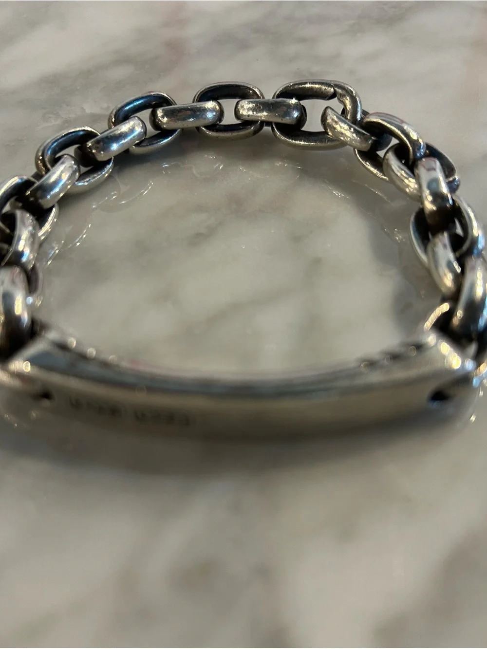David Yurman Sterling Silver Curb Link ID Bracelet
